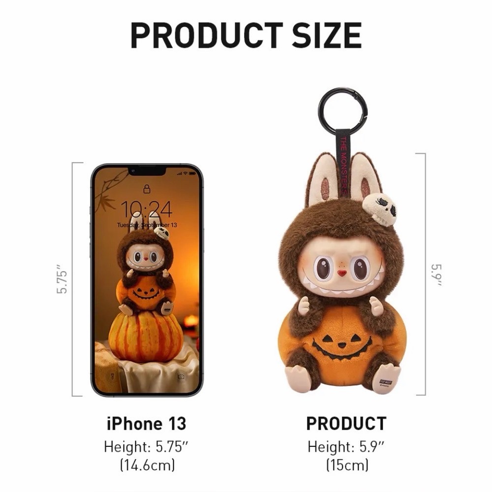 Authentic The Monster Happy Halloween Party- Sitting PUMPKIN Vinyl Plush Pendant - Picture 6 of 6